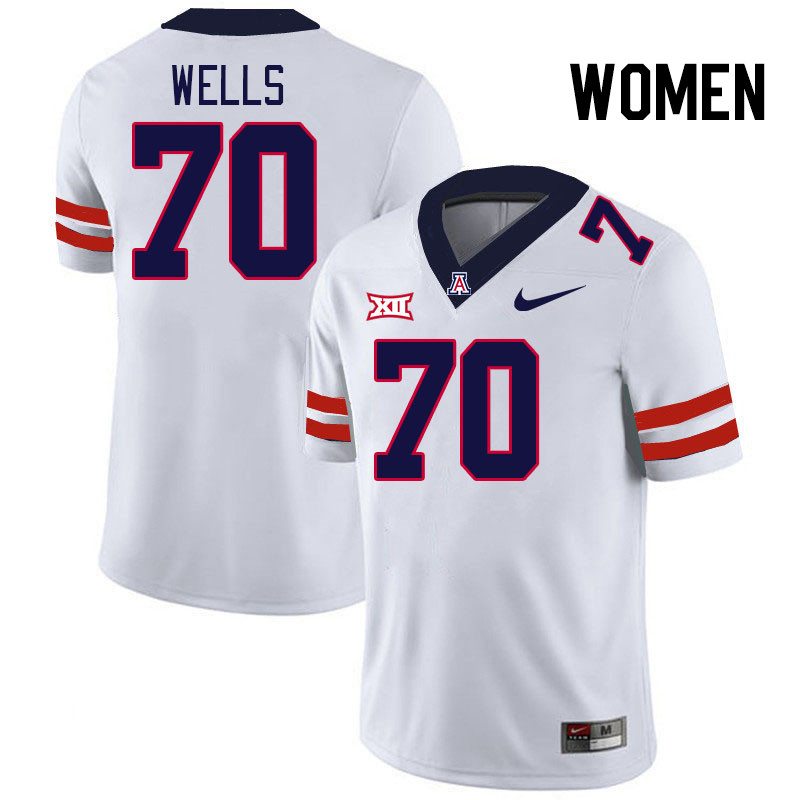 Women #70 Zarius Wells Arizona Wildcats Big 12 Conference College Football Jerseys Stitched-White